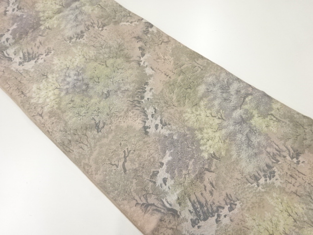 リサイクル　萬葉製　山水風景模様織出し全通袋帯